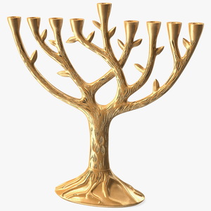 3D model Hanukkah Gold Candelabrum