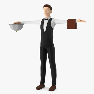 3D Waiter Low Poly Rigged for Cinema 4D