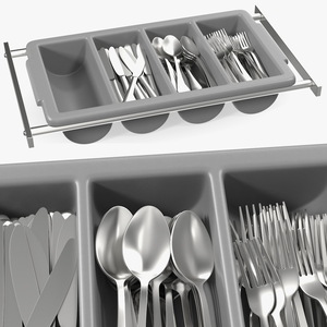 3D Tray with Cutlery Utensils