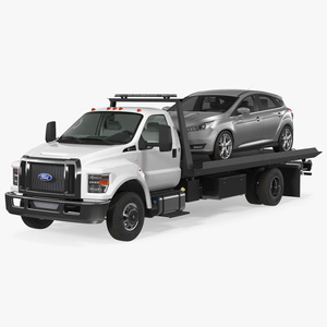 3D model Ford F650 Tow Truck with Ford Focus