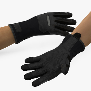 3D model Hands in Black Safety Leather Glove