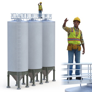 3D model Silo Fermentation Tanks Worker