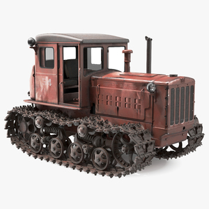 Old Rusty Soviet Crawler Tractor DT54 Rigged 3D model