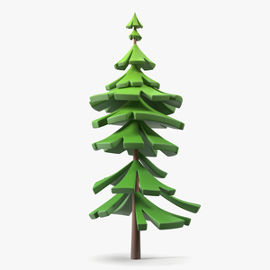 3D model Cartoon Fur Tree Crooked Simple Coloring