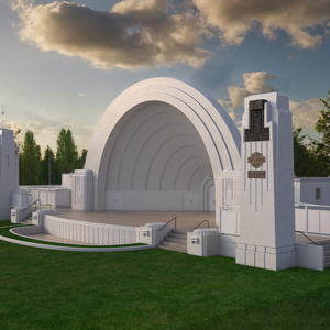 3D model Open Air Concert Stage on Grass with Fur