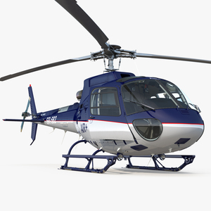 Light Utility Helicopter Eurocopter AS 350 Rigged 3D model