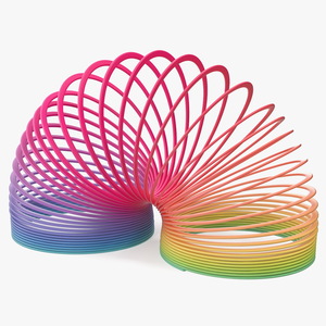 Rainbow Slinky Toy Spring Curved 3D