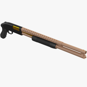 3D model Brown Gold Pump Action Shotgun