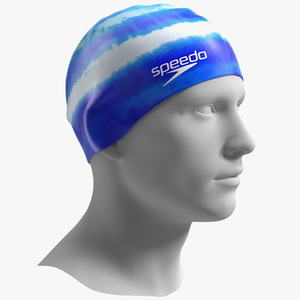 Speedo Blue Silicone Swim Cap on Mannequin 3D