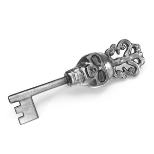 3D model Ornate Skull Gothic Key Silver