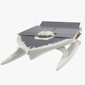 3D Solar Powered Yacht Simple Interior Rigged for Cinema 4D