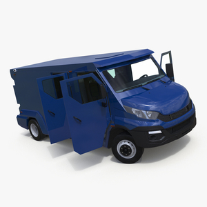 3D Armored Cash Transport Car Blue Rigged model