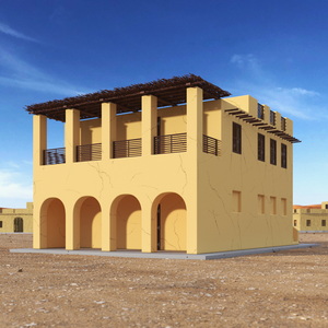 Cartoon Large Arab House with Terrace 3D