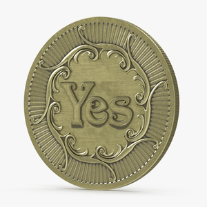 Decision Making Coin Yes No Bronze 3D model