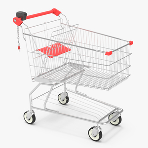 3D Trolley Shopping Cart with Coin Lock System model