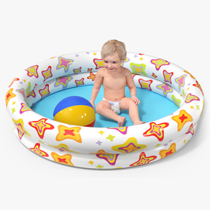 3D model Baby Boy in an Inflatable Pool with Ball