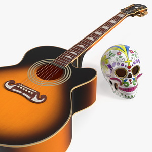 Mexican Guitar and Calavera 3D