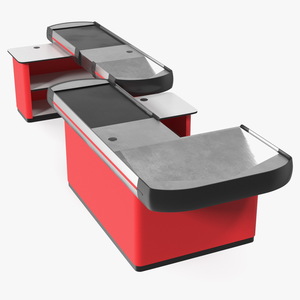 Supermarket Checkout Counters Set Red 3D