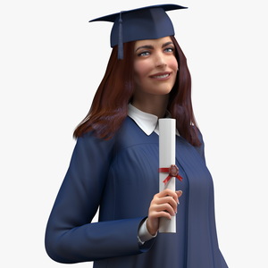 3D model Female Graduate Student Rigged