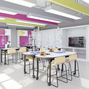 3D School Chemistry Room with Equipment