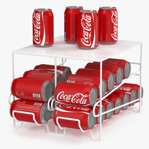 3D Stackable Soda Can Dispenser White with CocaCola Cans model