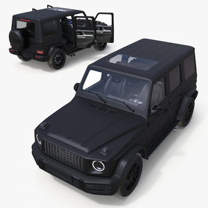 3D Modern Luxury SUV Black Matte Rigged