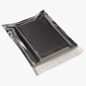 Poly Mailer Plastic Bag Black Open 3D model