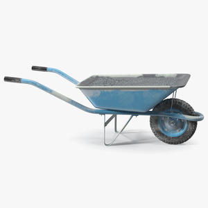 Construction Wheelbarrow Full of Cement Blue 3D model