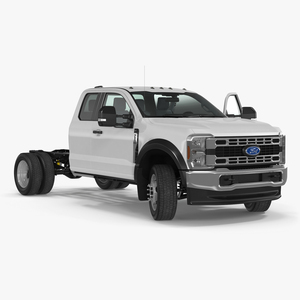 3D 2023 Ford Super Duty F-550 XLT Bare Chassis White Rigged