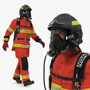 3D Firefighter Fully Equipped Rigged model