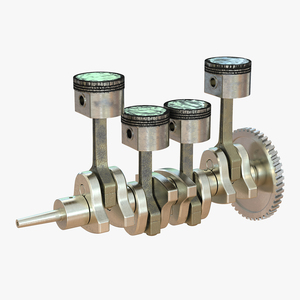 3D Engine Piston and Crankshaft model