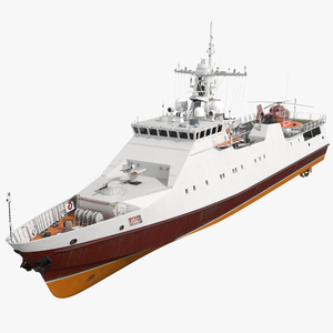 3D Coast Guard Ship with Helicopter Rigged for Cinema 4D model