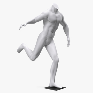 3D model Man Sports Mannequin Playing Basketball White