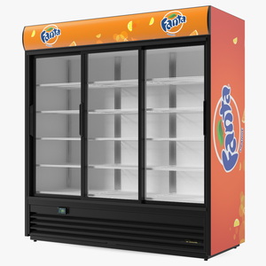 3D 3 Glass Door Commercial Cooler Fanta