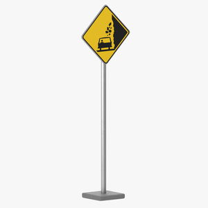 3D Road Sign Falling Rocks model