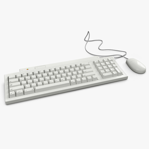 Vintage Apple Keyboard II and Mouse Set 3D model
