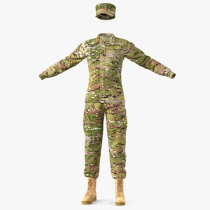 3D Female US Soldier Camouflage Uniform