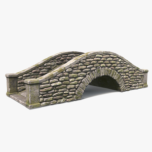 3D model Stone Arch Bridge Covered with Moss