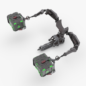 Futuristic Robotic Arm with Sci-Fi Storage Crates 3D model