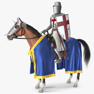 3D model Knight Horse Blanket with Rider Fur