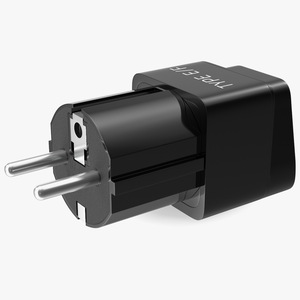 Type E F Universal Plug Adapter Black 3D