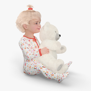 Toddler Girl with Teddy Bear Fur 3D