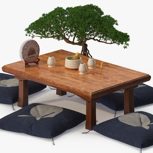 Asian Tea Table Set 3D model