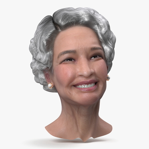 Elderly Chinese Woman Head Smiling 3D model