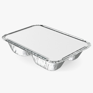 Aluminum Foil Pan 3 Compartment Rectangular Disposable Food Container 3D model