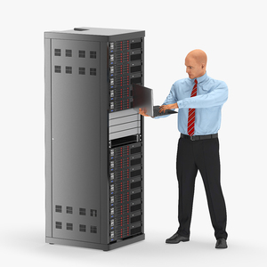 Server Rack with System Administrator 3D