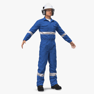 3D Oil Gas Worker Neutral Pose Fur