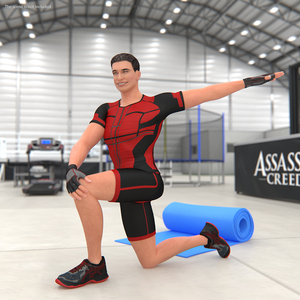 Athletic Man doing Lunge and Twist 3D model