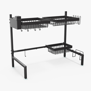 Empty Over Sink Dish Drying Metal Rack Black 3D model