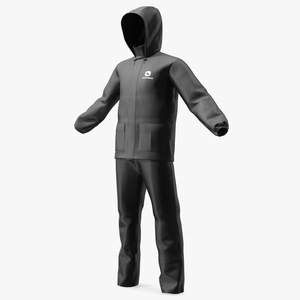 3D John Deere Unisex Black Rain Suit model